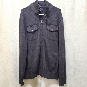 Banana Republic Mens Full Zip Caridigan‎ Charcoal Gray Size L